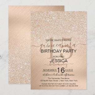 Invitation Chic Champagne Parties scintillant d'or Metallic Q