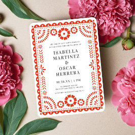 Invitation Chic Charm Red Papel Picado Inspiré Mariage