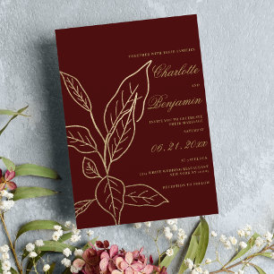 Invitation Chic chic parties scintillant bordeaux or mariage 