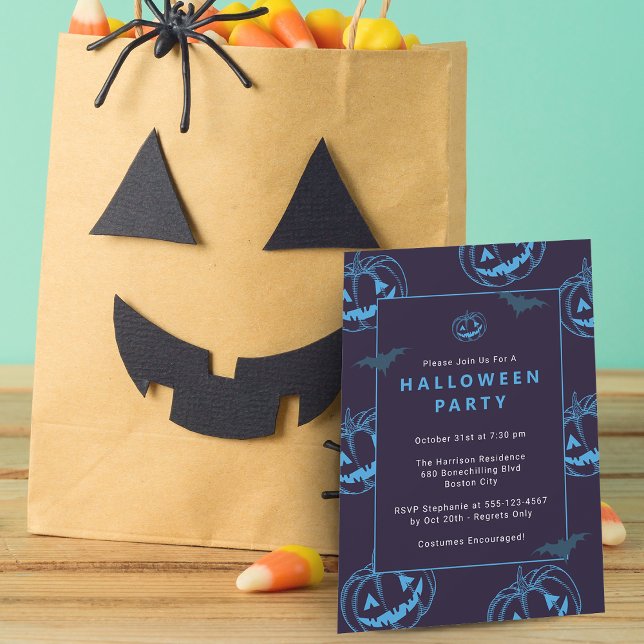 Invitation Chic Citrouille Halloween Party (Chic Pumpkins Halloween Party Invitation)