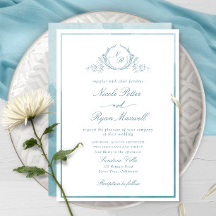 Invitation Chic classique Monogramme Mariage d'aquarelle en v