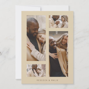 Invitation Chic Collage Minimaliste Mariage tendance 4 Photos