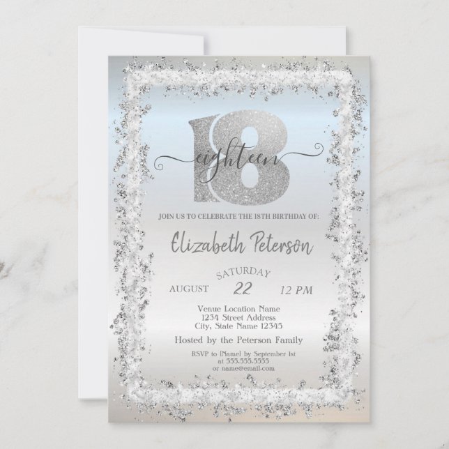 Invitation Chic Confetti Frame 18e fête d'anniversaire (Devant)