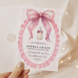 Invitation Chic Coquette Chic Bow rose Baby shower fille