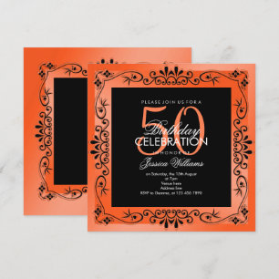 Invitation Chic Coral Décoratif encadré 50e anniversaire