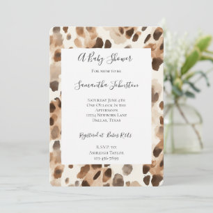 Invitation Chic Crème Brown Leopard Poster de animal Baby sho