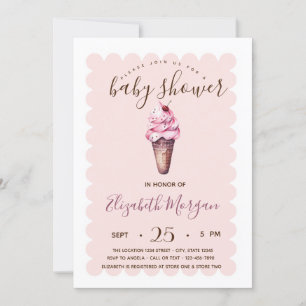 Invitation Chic crème glacée Baby shower rayé