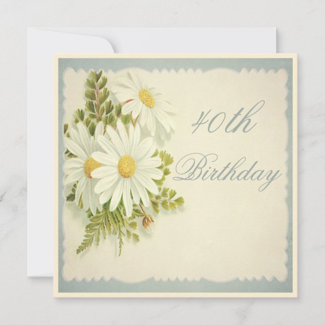 Invitation Chic Daisies Vintages 40e anniversaire (Devant)