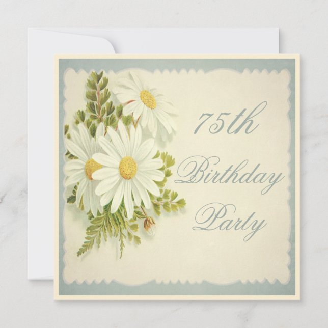 Invitation Chic Daisies Vintages 75e anniversaire (Devant)