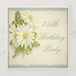 Invitation Chic Daisies Vintages 75e anniversaire