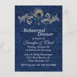 Invitation Chic Damask et Peacock Feather Mariage Rehears