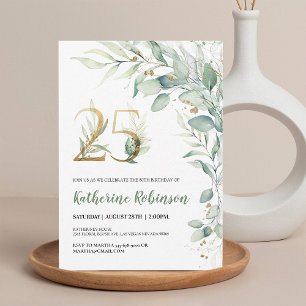 Invitation chic d'anniversaire 25 ans pour elle   