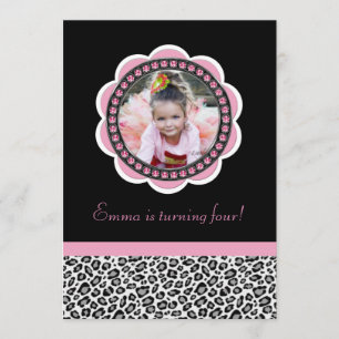 Invitation chic d'anniversaire de léopard