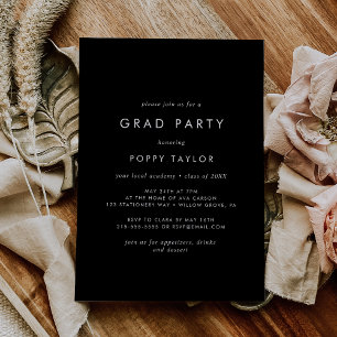 Invitation Chic Dark Black Grad Party