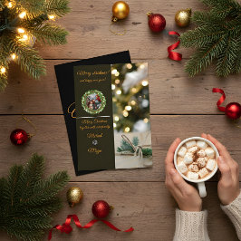 Invitation Chic Dark Snowflake Christmas Photo Card