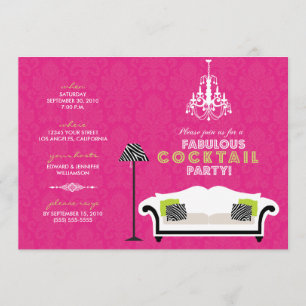 Invitation chic de cocktail de zèbre (roses