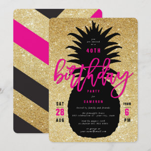 Invitation chic de fête d'anniversaire d'ananas de