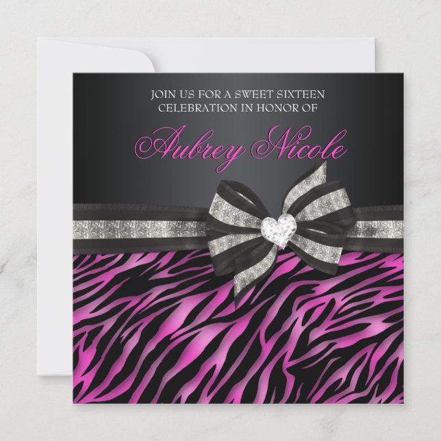 Invitation chic de sweet sixteen de zèbre avec (Devant)