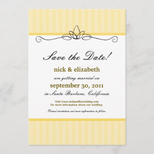 Invitation Chic Deco Date à Sauvegarder (jaune citron)
