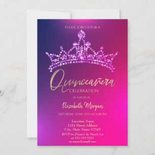 Invitation Chic Diamonds Couronne Quinceañera