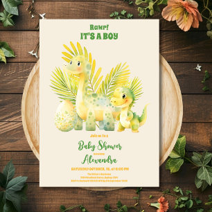 Invitation Chic Dinosaur Boy Baby shower Verdure