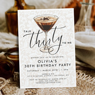 Invitation Chic Dirty Espresso Martini “Talk Thirty to Me”