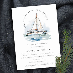 Invitation Chic Dusky Sailboat Baby shower marin