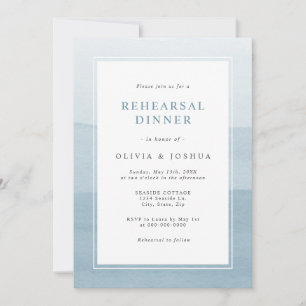 Invitation Chic Dusty Blue Aquarelle Ombre Dîner De Répétitio