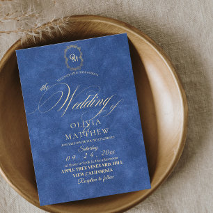 Invitation Chic Dusty Mariage minimaliste bleu