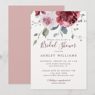 Invitation Chic Dusty Rose Rose Fête des mariées Bourgogne