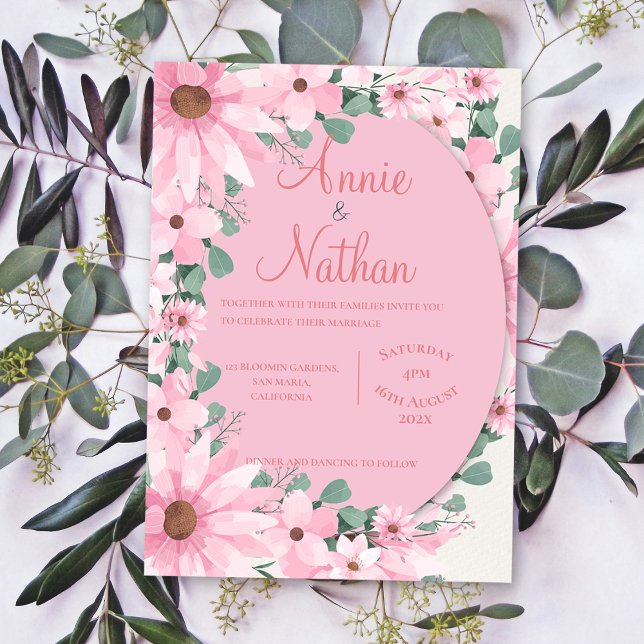 Invitation Chic Elegant Aquarelle Blush Rose FlorMariage (Chic Elegant Watercolor Blush Pink Floral Wedding Invitation)