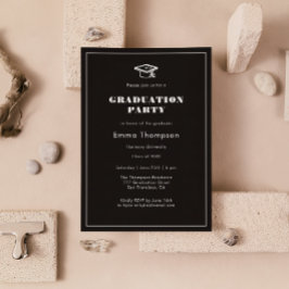 Invitation Chic Elegant Black & White Graduation Party