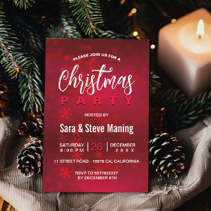 Invitation Chic élégant flocon rouge Noël