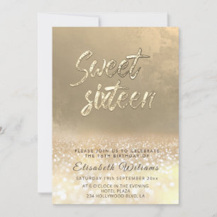 Invitation Chic élégant glam or glittery ombre doux 16