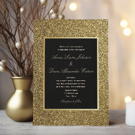 Invitation Chic Elegant Gold et Mariage noir