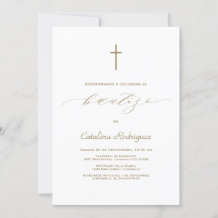 Invitation Chic Elegant Invitacion De Bautizo Girl Baptism