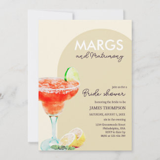 Invitation Chic Elegant Marges et Fête des mariées de mariage