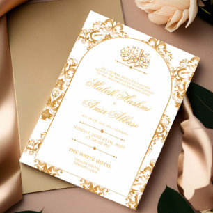 Invitation Chic & Elegant Motif Gold Musulman musulman Mariag