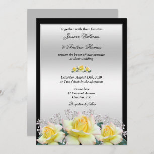 Invitation Chic Elegant Rose Mariage argent