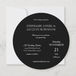 Invitation Chic Elegant Simple Noir Moderne Cercle Minimalist
