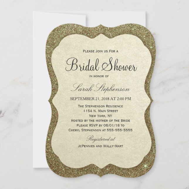 Invitation Chic Elegant Sparkly Faux Gold Parties scintillant (Devant)