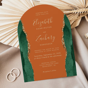 Invitation Chic Emerald Green Or Agate rouille Arch Mariage