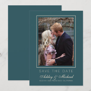 Invitation Chic Emerald Ivory Photo Wedding Enregistrer La Da