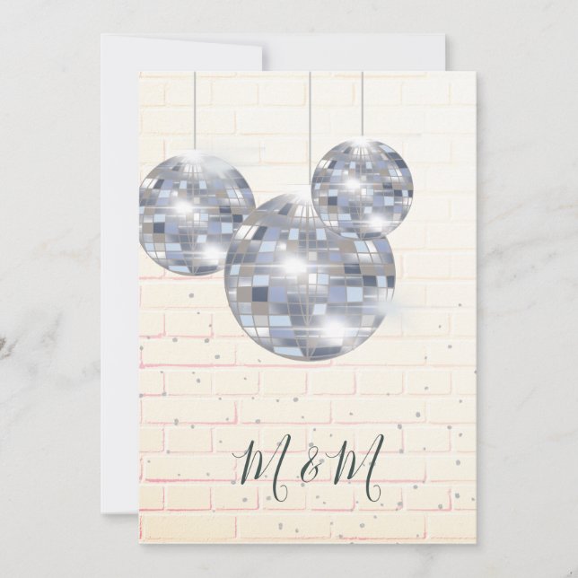 Invitation Chic en brique rustique Disco Silver (Devant)