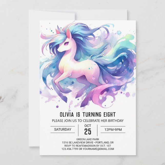 Invitation Chic Enfants Cheval Anniversaire (Devant)