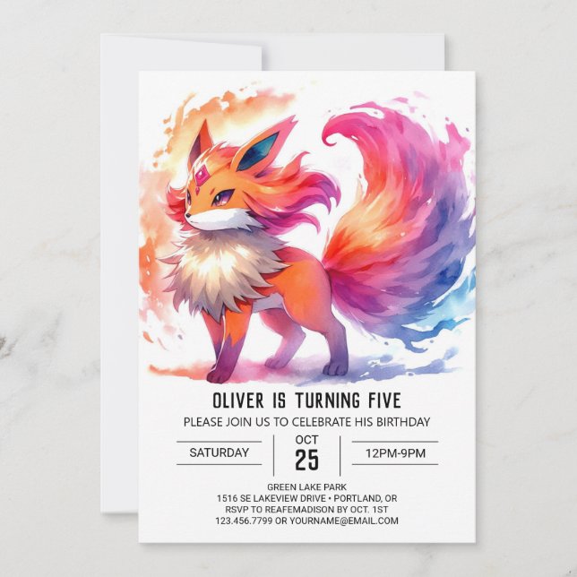 Invitation Chic Enfants Fox Anniversaire (Devant)