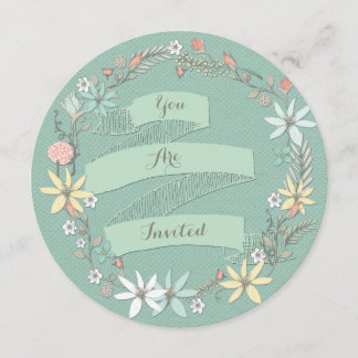 Invitation Chic Engagement Party Floral Wreath and Banner