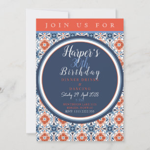 Invitation Chic et détaillé Anniversaire Bleu Nuit