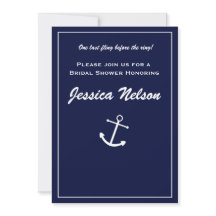 Invitation chic et élégante bleu marine blanc naut
