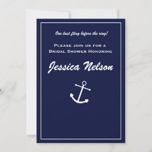 Invitation chic et élégante bleu marine blanc naut